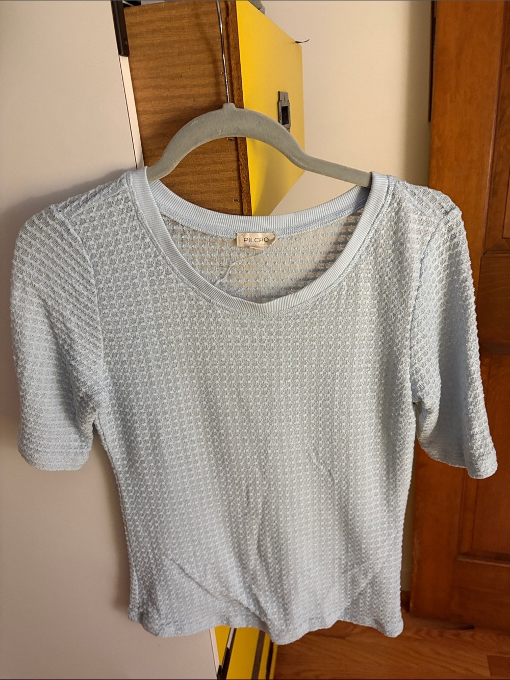 Pilcro Pale Blue Textured Short Sleeve Tee